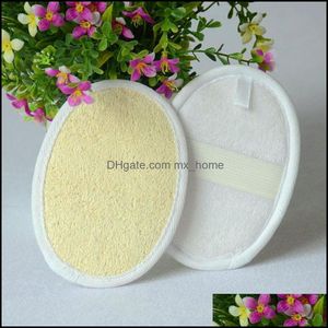 Spazzole da bagno Spugne Scrubber Morbido esfoliante Cinghia in spugna di luffa naturale Maniglia da bagno Pad Doccia Mas Scrubber Spazzola Pelle Corpo Pipistrello Dhsur