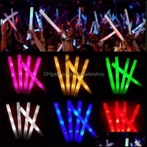 Other Festive Party Supplies Supplies 30/50 Pcs Led Foam Bar Glow In The Dark Light-Up Sticks Soft Batons Rave W Dh0U3