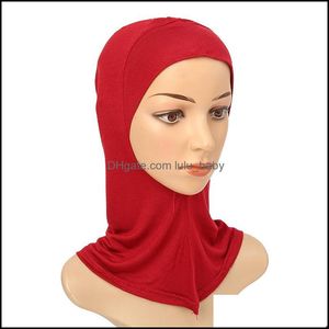 スカーフデザイナーイスラム教徒の女性erインナーヒジャーブスカーフウーマンソリッドカラープレーンキャップスカーフスカーフマーセル化綿女性帽子cn137 dhh9r