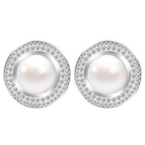 Orecchini a bottone Gioielli in argento sterling 925 Orecchini da donna con perle d'acqua dolce naturali da 10 mm