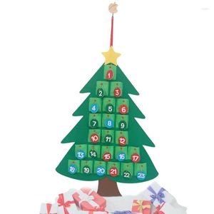 Decoraciones de Navidad fieltro árbol de nieve calendario de adventamiento desmontable ventana de Navidad adorno para colgar regalos de año doméstico