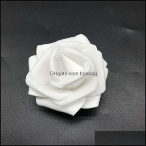 Flores decorativas grinaldas 10pcs-100pcs brancos pep spoam rosa flor de cabeça artificial para grinaldas decorativas em casa DIY déco dhldc