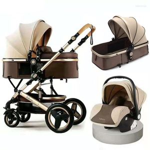 Barnvagnar# barnvagnar baby barnvagn 3 i 1 med bilstol lyxig vagn tvåvägs absorberare för född vagnspelschag en hopfällbar Q240429