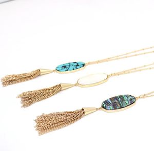 Pendant Necklaces Oval Hexagon Stone Pendant Tassel Turquoise Necklaces For Lady Brand Jewelry Drop Delivery 2021 Pendants Dhseller201 Dhftv