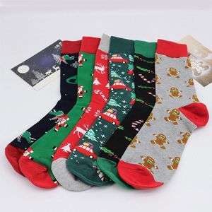 Men's Socks Mens Sock Christmas Xmas Tree Santa Claus Snowflake Pattern Hip Hop Cool For Men Winter Thick Long Skate Funny