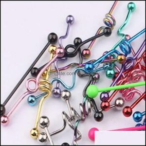 Zungenringe, Zungenstange, T01, 20 Stück, Mix-Stil, Farbe, Edelstahl, industrieller Langhantelring, Körperpiercing-Schmuck, ZVZNA 588 T2 Drop Del Dh6Bw