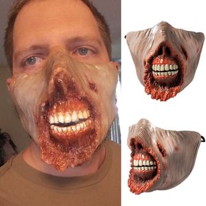 Party Masken Horror Zombie Maske Cosplay Creppy Biochemische Half Face Thriller Rotten Monster Latex Halloween Kostüm Requisiten 220901