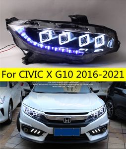 Faróis todos led para honda civic x g10 led farol 20 16-2021 feixe alto luzes diurnas destaque sinal de volta