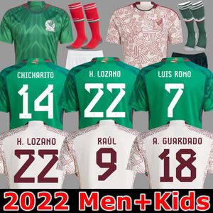 2022 mexico home away soccer jerseys LOZANO CHICHARITO RAUL football kit shirt DOS SANTOS Camisetas de futbol ALVAREZ maillot foot men kids women set uniform