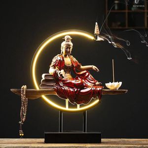 Duftlampen 2 Stück Rückfluss Weihrauchbrenner Halter Incienso Wasserfall Keramik Buddhist mit Licht Kreis Räuchergefäß Home Decor