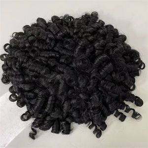 Indian Virgin Human Hair Piece 15mm Curl Units 1# Jet Black Color 8x10 Injicerade knutar Full Pu Toupee f￶r svarta m￤n