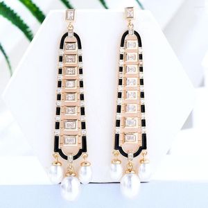 Orecchini pendenti GODKI Trendy Pearl Kundan Orecchino per le donne Festa di nozze Africano Dubai Gioielli da sposa Boucle D'oreille Femme