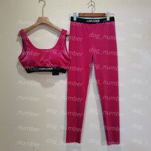 Letters Womens Yoga Set Textile Webbing Design Tight Tracksuit Summer Sleeveless Sportswear