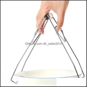 Other Kitchen Dining Bar Kitchen Tools Stainless Steel Foldable Dish Plate Bowl Clip Pots Gripper Crockery Holder Clamp Tongs Claw Dhuqx