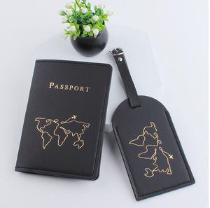 Map Passport Cover Luggage Tag Bag Accessories With Name Card Holder Leather Superior Quality Pink Black Fashion Wedding Gift