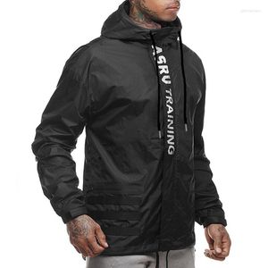 Men's Jackets Streetwear Men Fashion Letter Reflective Print Hooded Jacket Design Polyester Coats Male Black White