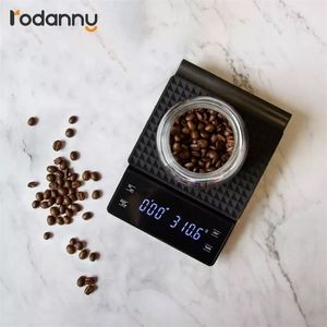 Misurazione Strumenti Rodanny Kitchen Scale con smart Digital Electronic Precision Timer Drip Portable Household Coffee 220830