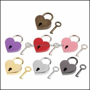 Door Locks Heart Shape Padlocks Vintage Old Antique Style Mini Archaize Key Lock With For Handbag Small Lage Bag Accessories Kkb2854 Dhzco