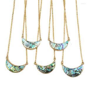 Pendant Necklaces WT-N770 Tiny Double Hoops Shell Necklace Gold Jewelry In Stock Paua For DIY Making