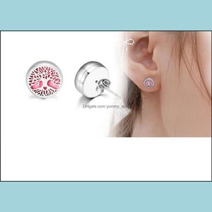 Stud 12 mm stal nierdzewna aromaterapia olej dyfuzor dyfuzor kolczyki Mini drzewo zwierzęcy kwiat mężczyźni mężczyźni i kobiety mody biżuteria prezenty imprezowe d dh4dw