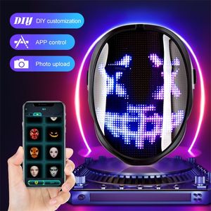 Party Masks Bluetooth LED FullColor FaceChanging Glowing APP Control DIY Picture Programmable Halloween Cosplay Decor 220901