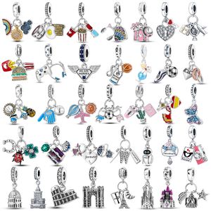 925 charme de prata FIT Pandora Charms Bracelet Famous Building Eiffel Tower Pingente Charmes Ciondoli Diy Fine Jewelry