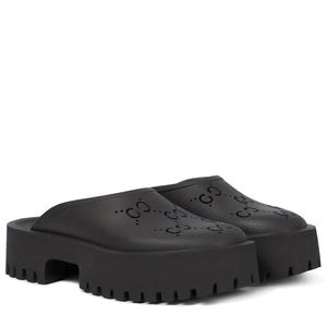 Wholesale rubber soles for sandals for sale - Group buy Designer Women Sandals Luxury Double G Cutout Rubber Clogs Sandal Platform Sole EU35 With Box Beach Holiday251h