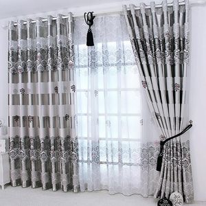 Curtain Modern Curtains For Living Room Silver Gray Large Jacquard Classic European Pattern Bedroom Suede Window