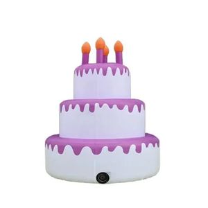 Надувные модели торта на день рождения индивидуальная белая большая счастливая со светодиодными огнями для украшения для вечеринок