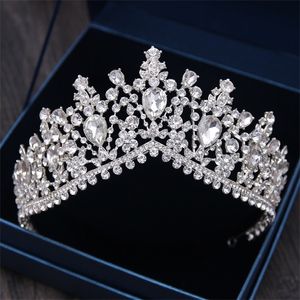 Wedding Hair Jewelry Luxury Bridal Tiaras Crown Baroque Silver Plated Crystal Diadem for Bride Headbands Accessories 220831