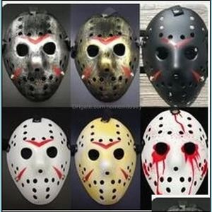 Maski imprezowe Jason Mask Hokej Cosplay Halloween Zabójca Horror Straszny wystrój imprez Festiwal Boże Narodzenie Masquerade Masque V F Homeindustry Dhkut