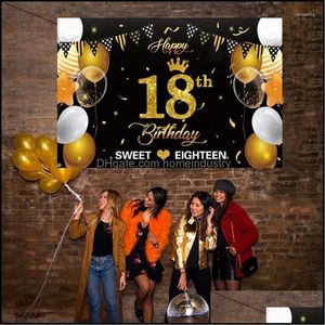 Party Decoration Party Decoration Usef 18 Year Old Birthday Decorative Cloth Easy To Clean Pography Backdrop Creative Club Accessorie Dh5Zy