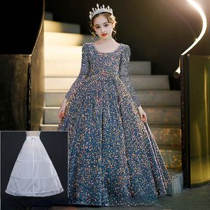 2023 Sequints Flower Girls Dress для свадебного платья первое причастие детское платье для выпускного вечера.