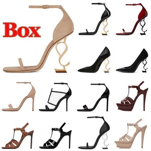 Kadın lüks elbise ayakkabı tasarımcısı yüksek topuklu sandaletler opyum pompalar stiletto topuk deri süet burnu açık parti düğün ofis kadın spor ayakkabılar güzel