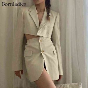 Women's Tracksuits Bornladies Matching Set Blazer and Skirts Women England Style Navel Exposed Short Empire Blazer Feminino Femme Two Piece Set T220827 T220830