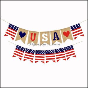 Bannerflaggen USA Schwalbenschwanzbanner Unabhängigkeitstag Schnurflaggen Buchstaben Wimpelkette 4. Jy Partydekoration 1363 V2 Drop Delivery 2 Dh4Jn