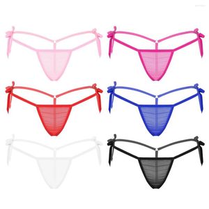 Women s Panties Femme String Micro Underwear Women G string Mesh See Through Tie Side T Back Sex Bikini Briefs Underpants Lingerie Thong