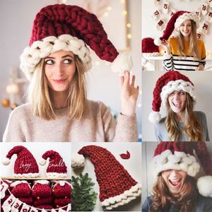 Colorful Knitted Hat Christmas Hat With Fur Balls Winter Woollen Hats Unisex Warm Beanies Gift