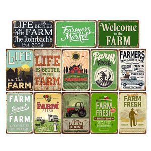 Metal Painting Farm Fresh Tin Sign Plaque Metal Vintage Farmhouse Decor Retro House Decoration Wall Poster 20x30 Cm T220829