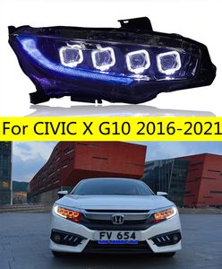 Car Headlights Assembly for Honda CIVIC X G10 20 16-2021 Blue DRL Headlight LED High Low Beam Fog Front Lamp