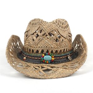 Шляпа широких краев 100% натуральная соломенная ковбойская шляпа женщины мужчины ручной плетение для Lady Tassel Summer Western Sombrero Hombre Lifeguard 220901