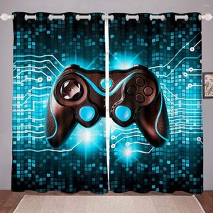 Curtain Gamepad Window Drapes Boys Gamer Curtains Teens Blue Red Video Game Treatments For Kid Child Bedroom Living Room Cortinas
