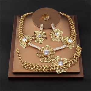 Andere Schmucksets DESIGN Hohe Qualität Ltaly Für Frauen Gold Farbe Runde Design Halskette Baumeln Choker Ohrringe Party 220831