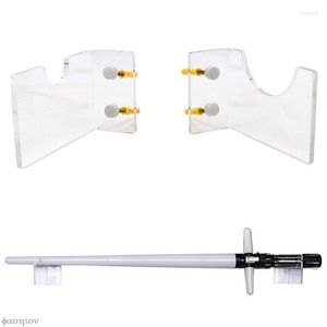 Hooks Clear Wall Display Stand Horizontal Holder Bracket For Lightsaber 3'' Tall Collection Laser Sword