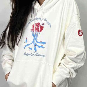 Erkek Hoodies Sweatshirts Ce Cav Boş Beyaz Hoodie Sweatshirts Çizme Gül Basılı Mektup İşlemeli Erkek Kadın Çiftleri Kapşonlu T220901