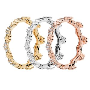 Autentico solido 925 Sivler Flower Crown Ring Womens Wedding designer Gioielli per pandora Anelli regalo fidanzata in oro rosa giallo con scatola originale