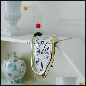 Rel￳gios de parede rel￳gios de parede Creative Merrether Time Warp Clock Roman N￺mero do livro Plataforma de mesa Decorativa Gift Hanging Art Design Style Distor Dhiqi