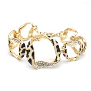 Charmarmband punk leopard kubansk chunky metall kristallkedja armband armband breda tjocka kedjor kvinnliga smycken