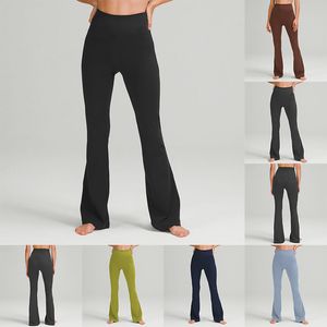 Yoga clothes grooves summer womens flared pants high waisted tight fitting belly show figure sports yogas nine point pants2