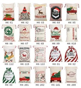 Christmas Decorations Sacks Gift Bags Large Organic Heavy Canvas Bag Santa Sack Drawstring Bag With Reindeers Santa Party Claus